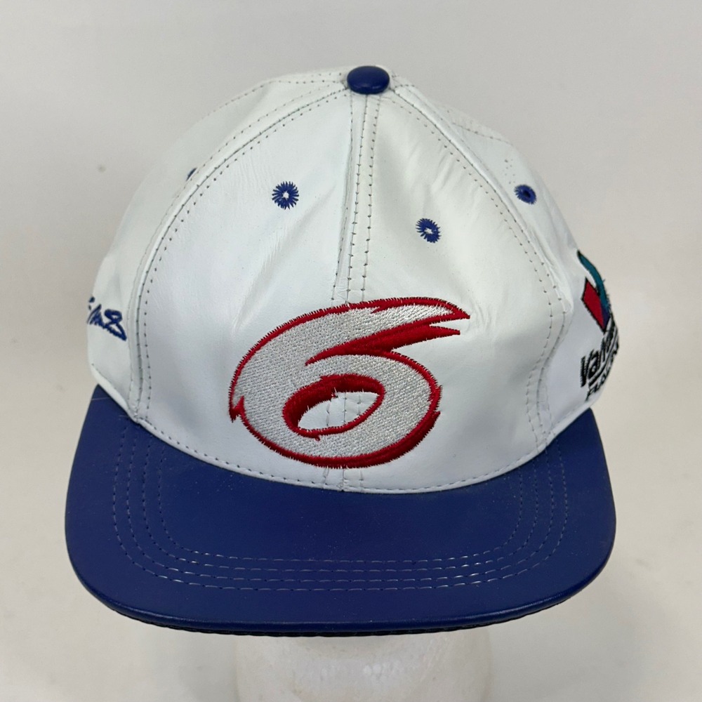 Vintage Mark Martin Valvoline 6 Roush Racing Leather Hat JH Design USA Made Blue